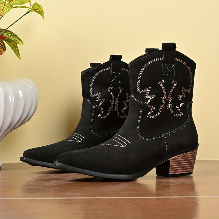 Damen Cowboystiefel Weiter Schaft Blockabsatz Western Boots