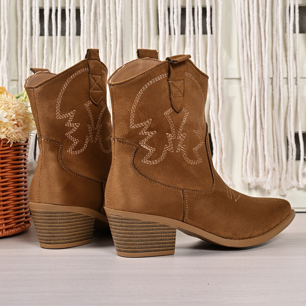 Damen Cowboystiefel Weiter Schaft Blockabsatz Western Boots