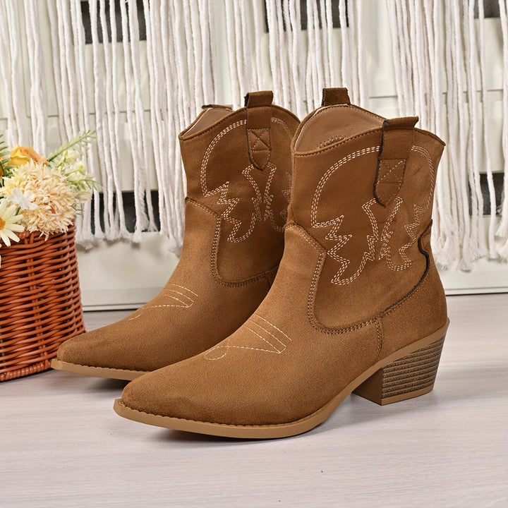 Damen Cowboystiefel Weiter Schaft Blockabsatz Western Boots