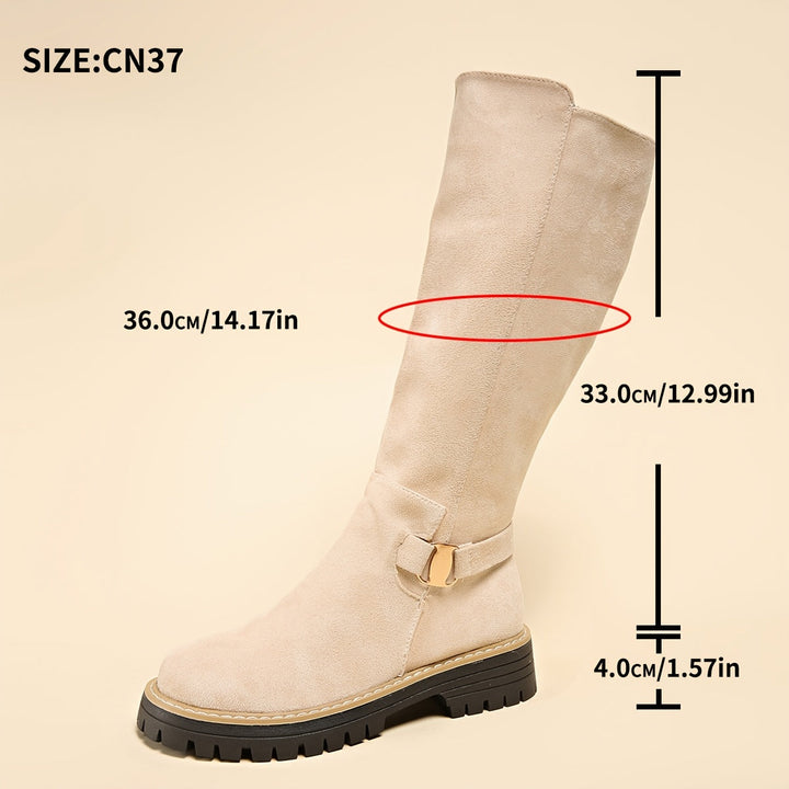 Damen Stiefel Kniehoch Blockabsatz Reissverschluss Boots