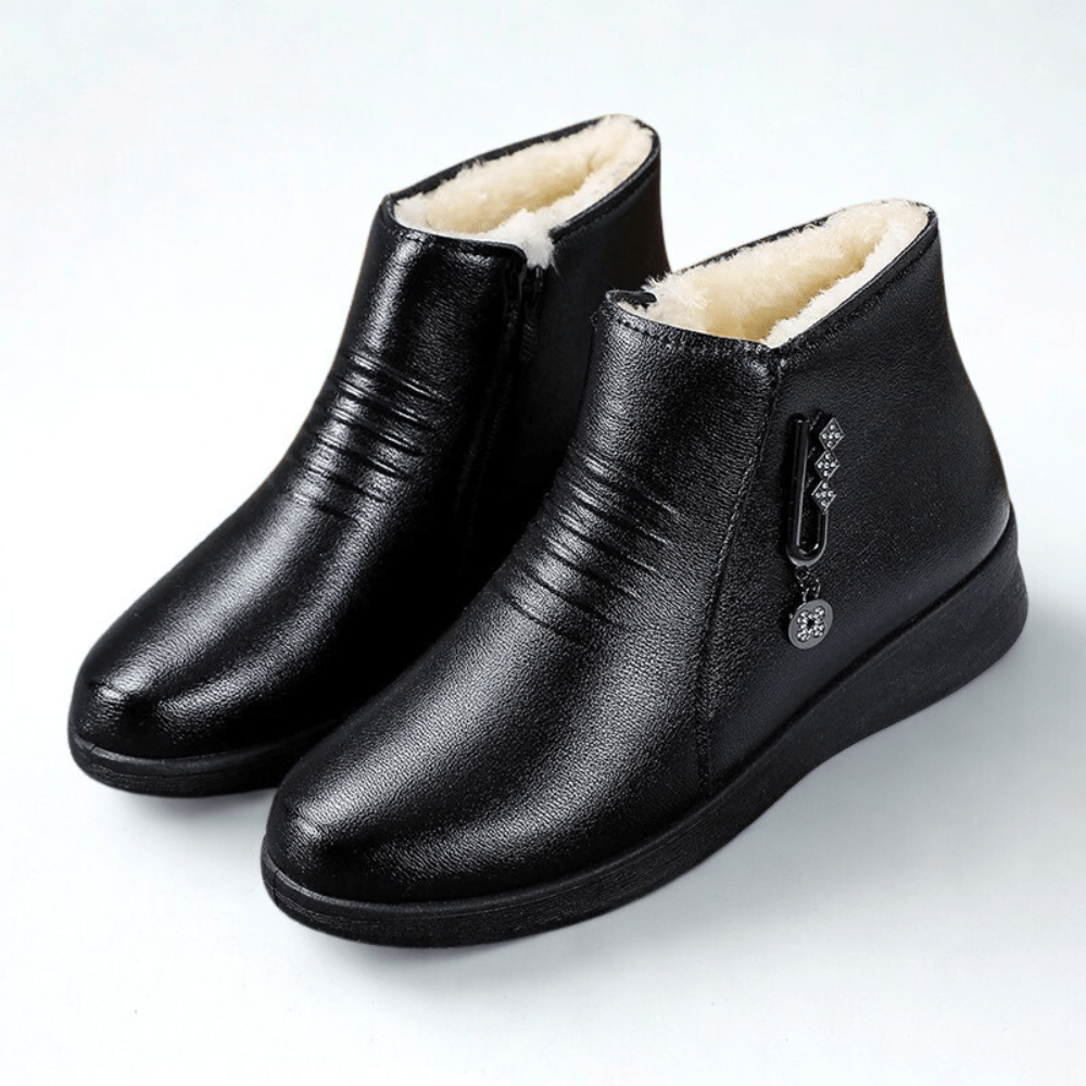 Damen Winterstiefel Warm Gefüttert Seitenzip Stiefeletten