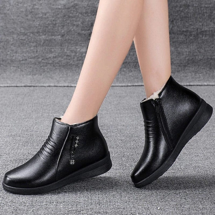 Damen Winterstiefel Warm Gefüttert Seitenzip Stiefeletten