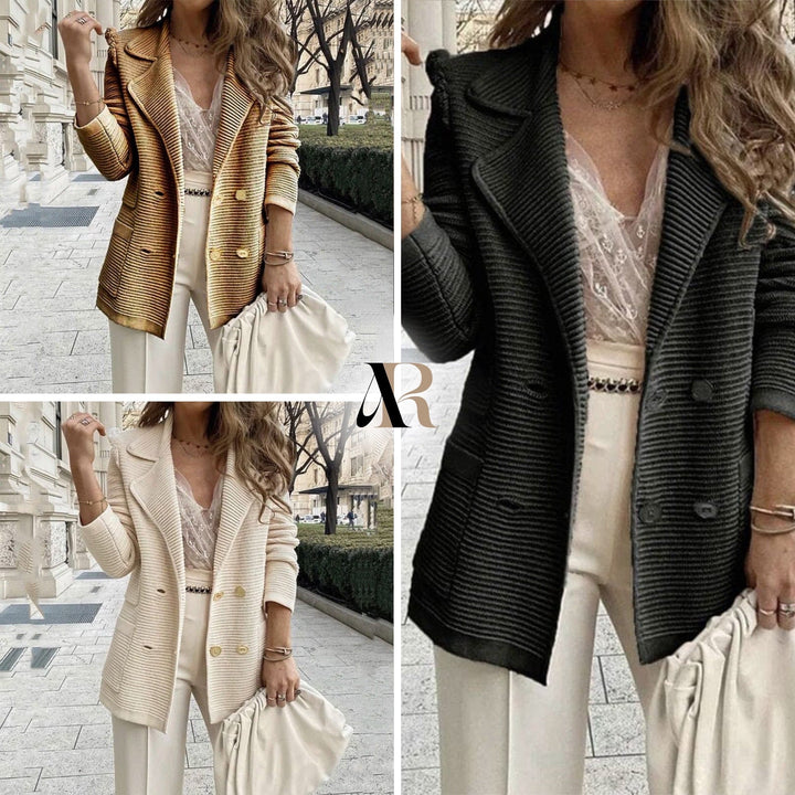 Damen Blazer mit langen Ärmeln und tailliertem Schnitt - Beige
