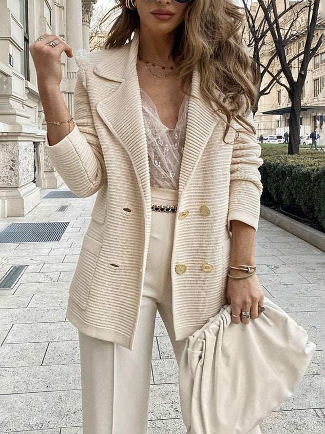Damen Blazer mit langen Ärmeln und tailliertem Schnitt - Beige