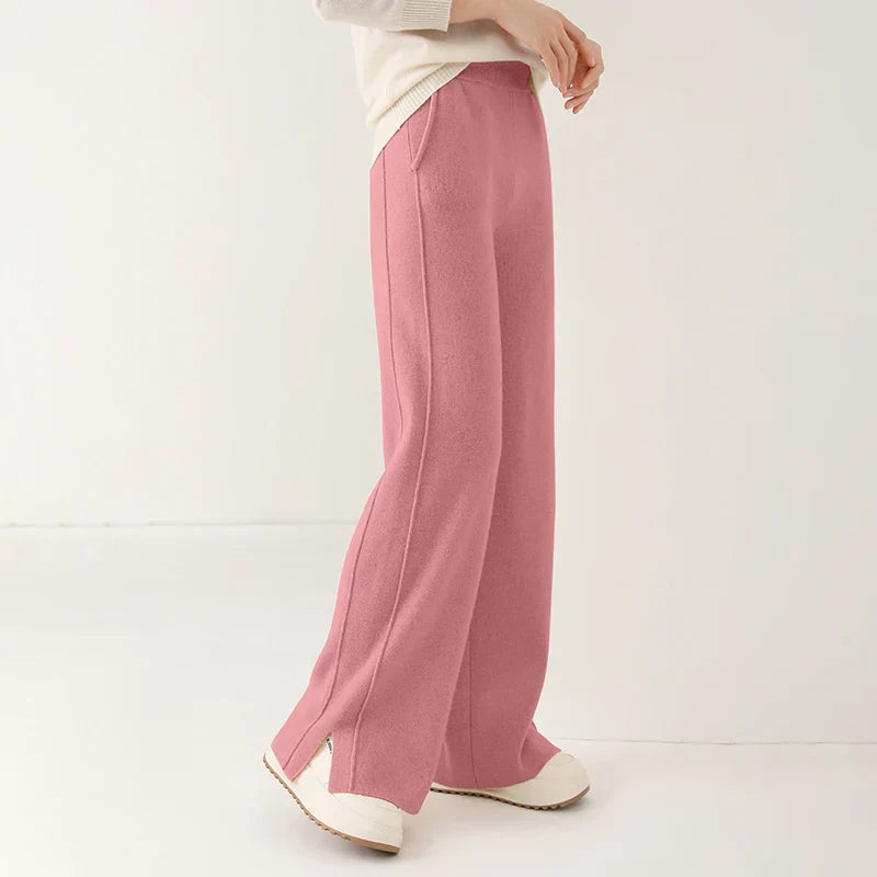 Hose für Damen mit Bundfalten und Geradem Bein