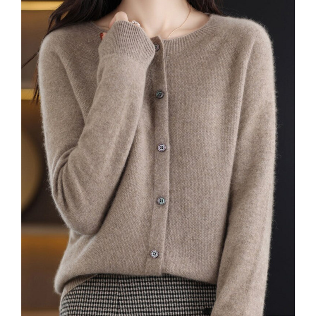 Damen Cardigan mit Rundhals und langen Ärmeln - Hellrosa