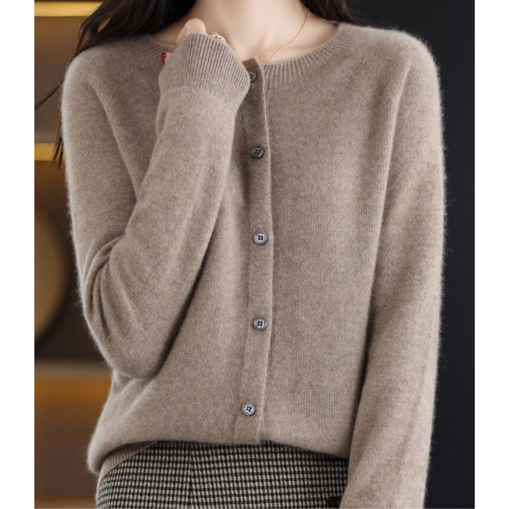 Damen Cardigan mit Rundhals und langen Ärmeln - Hellrosa