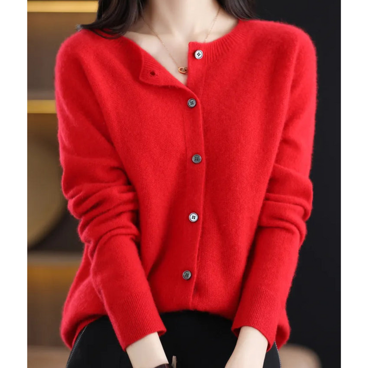 Damen Cardigan mit Rundhals und langen Ärmeln - Dunkelblau