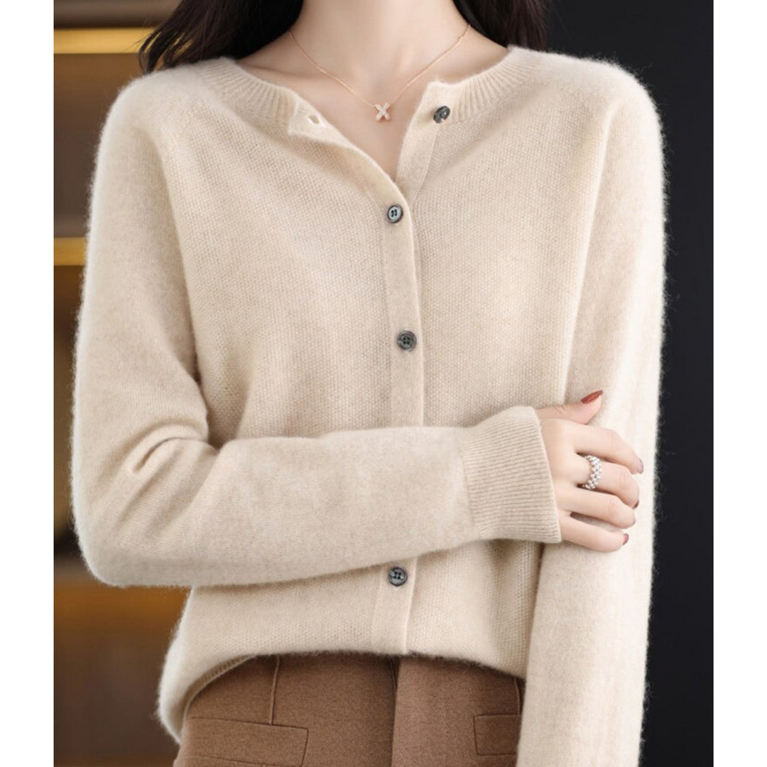 Damen Cardigan mit Rundhals und langen Ärmeln - Dunkelblau