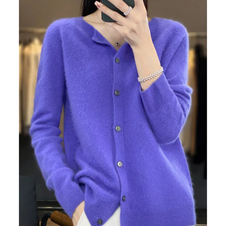 Damen Cardigan mit Rundhals und langen Ärmeln - Dunkelrosa
