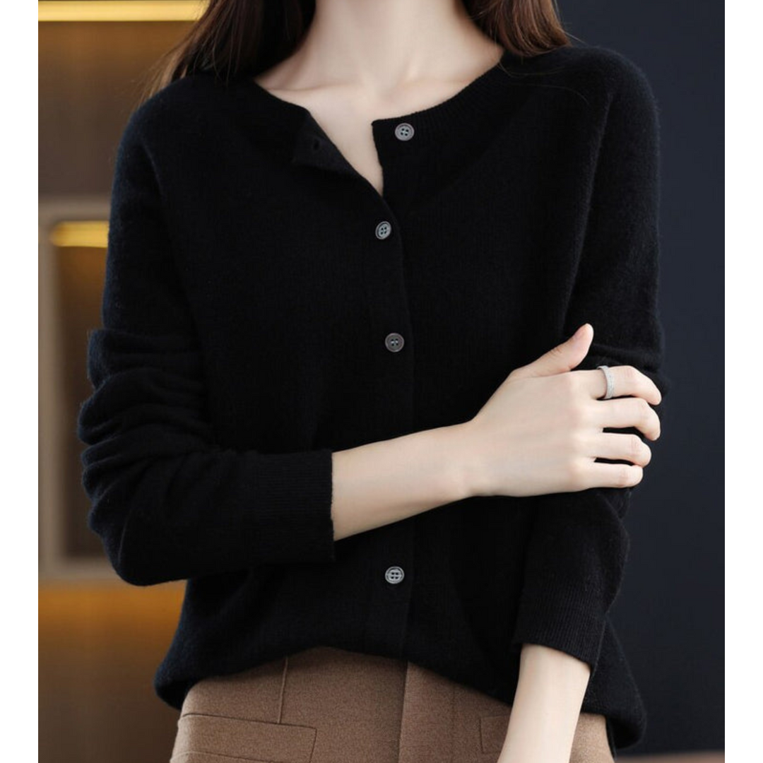 Damen Cardigan mit Rundhals und langen Ärmeln - Hellrosa