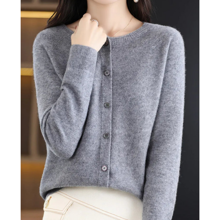 Damen Cardigan mit Rundhals und langen Ärmeln - Hellrosa