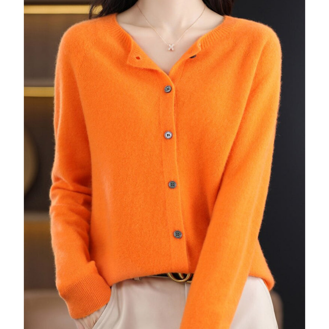 Damen Cardigan mit Rundhals und langen Ärmeln - Hellrosa