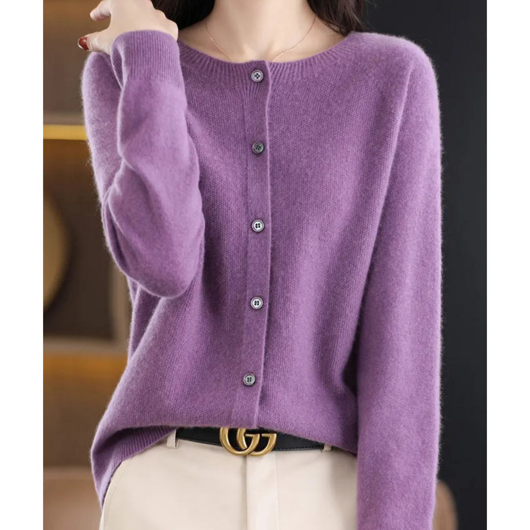 Damen Cardigan mit Rundhals und langen Ärmeln - Hellrosa