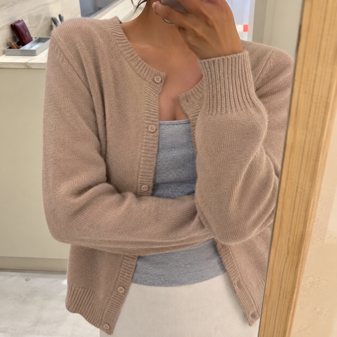 Damen Cardigan mit Rundhals und Rippbündchen