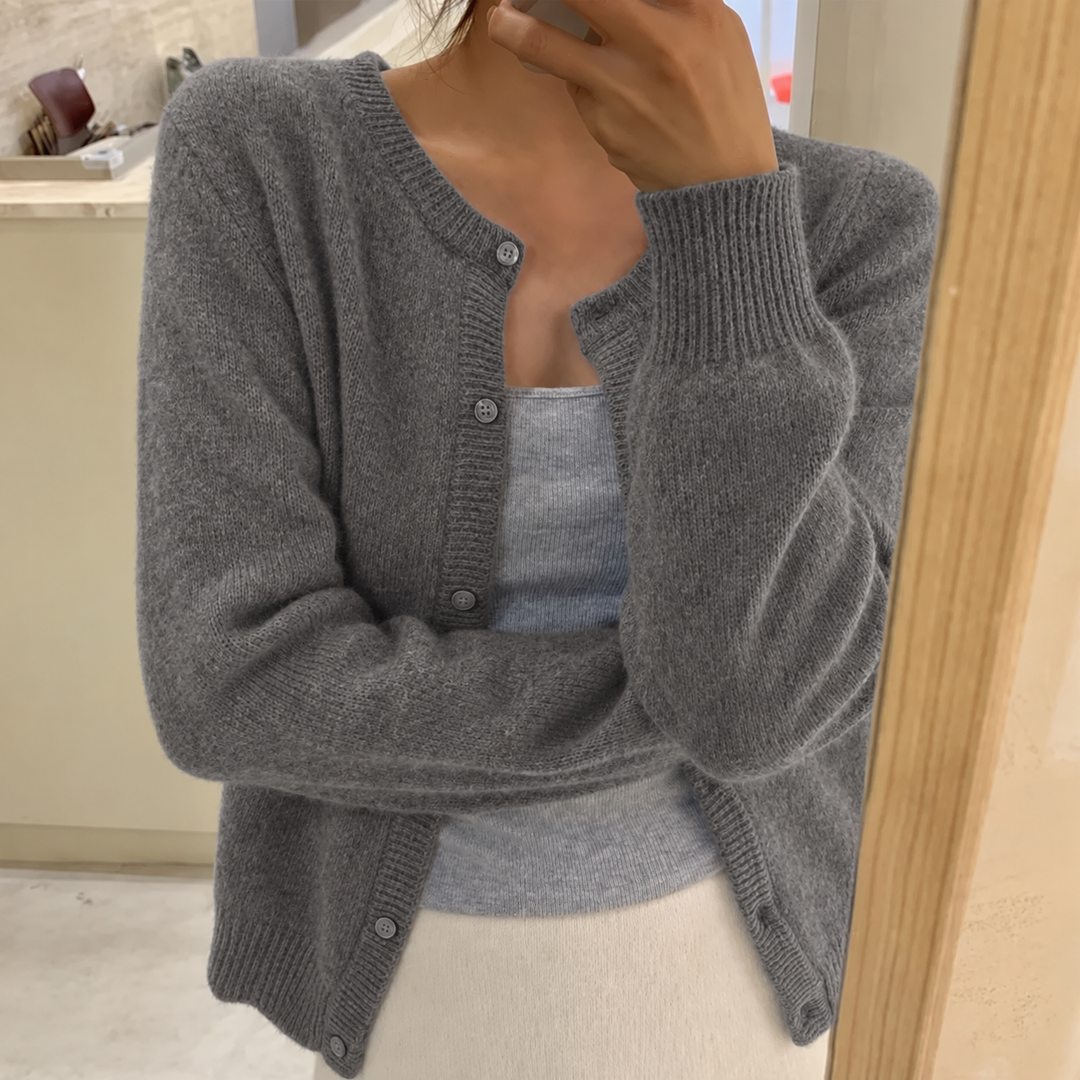 Damen Cardigan mit Rundhals und Rippbündchen