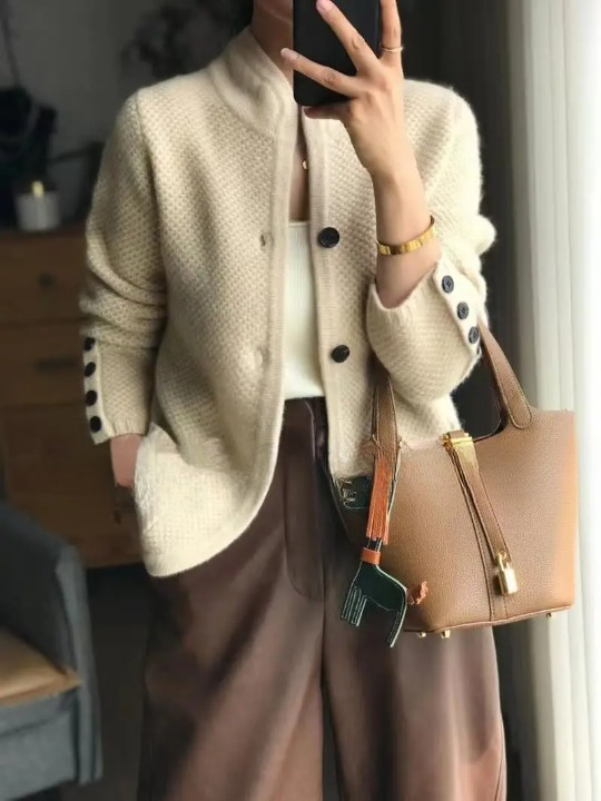 Damen Cardigan mit Strukturstrick und Stehkragen