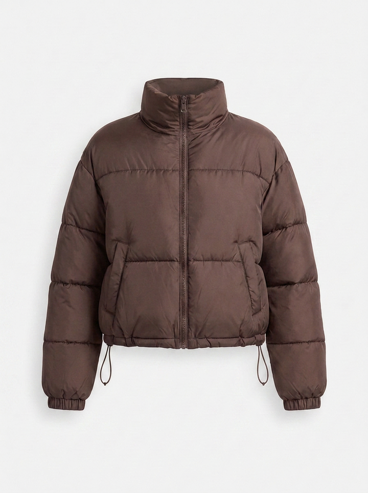 Damen Daunenjacke für den Alltag mit klarer Form - Braun