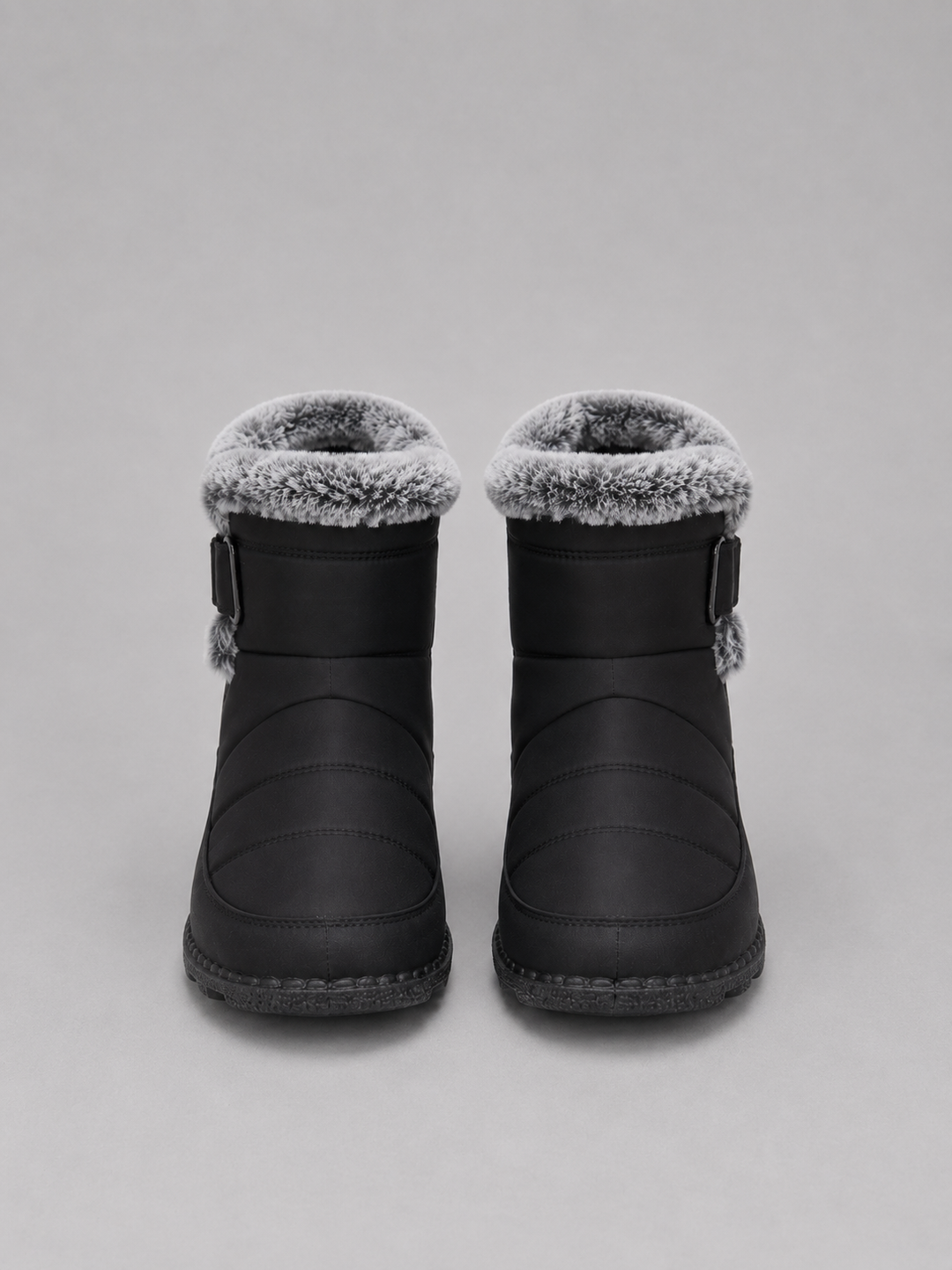 Damen gefütterte Stiefel mit Umschlag und Zierschnalle