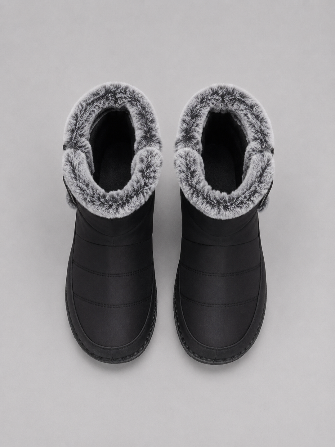 Damen gefütterte Stiefel mit Umschlag und Zierschnalle