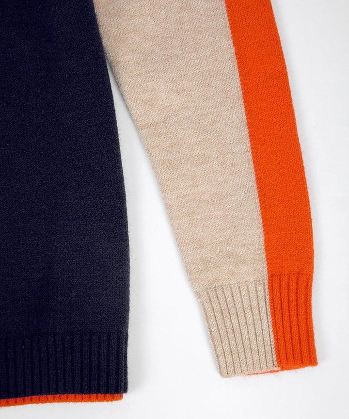 Damen gestreifter Pullover mit Farbblöcken
