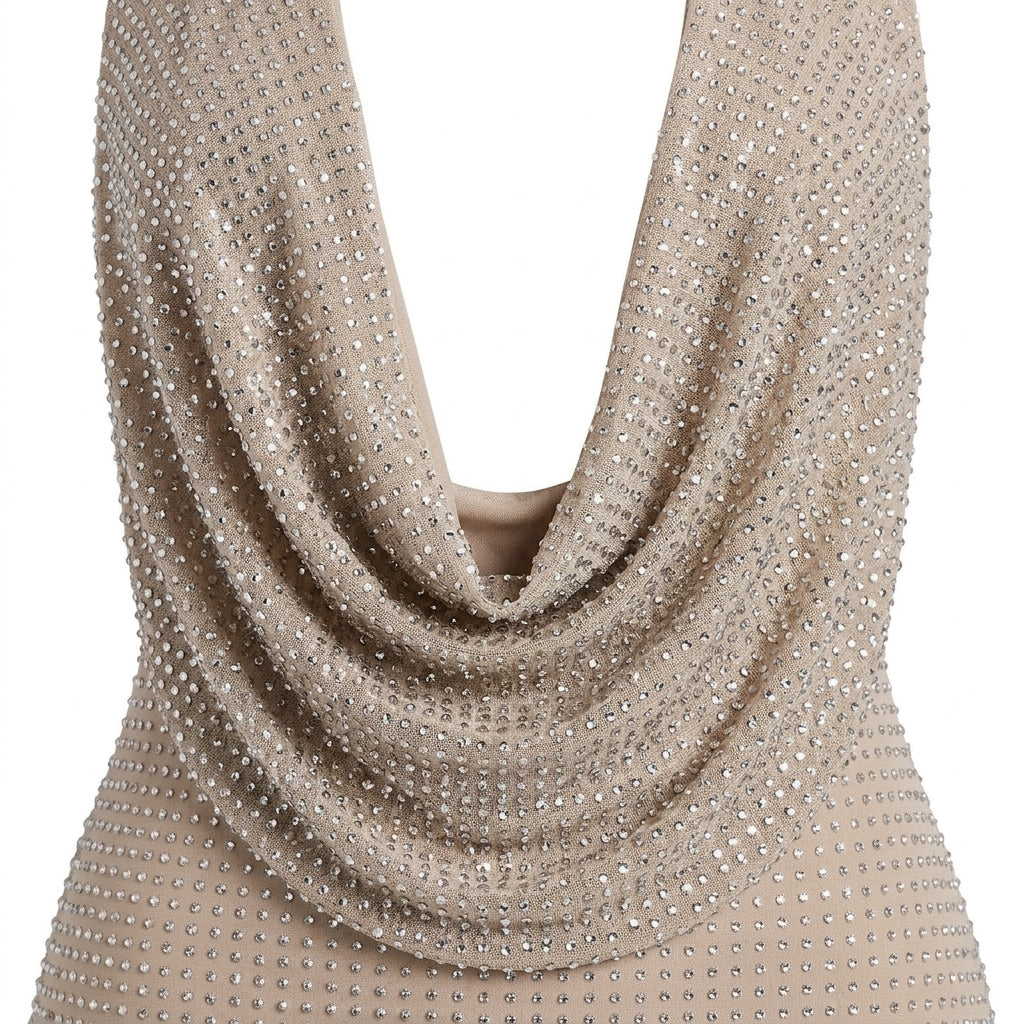 Damen Glitzerkleid in Minilänge mit Strass und tiefem Rücken