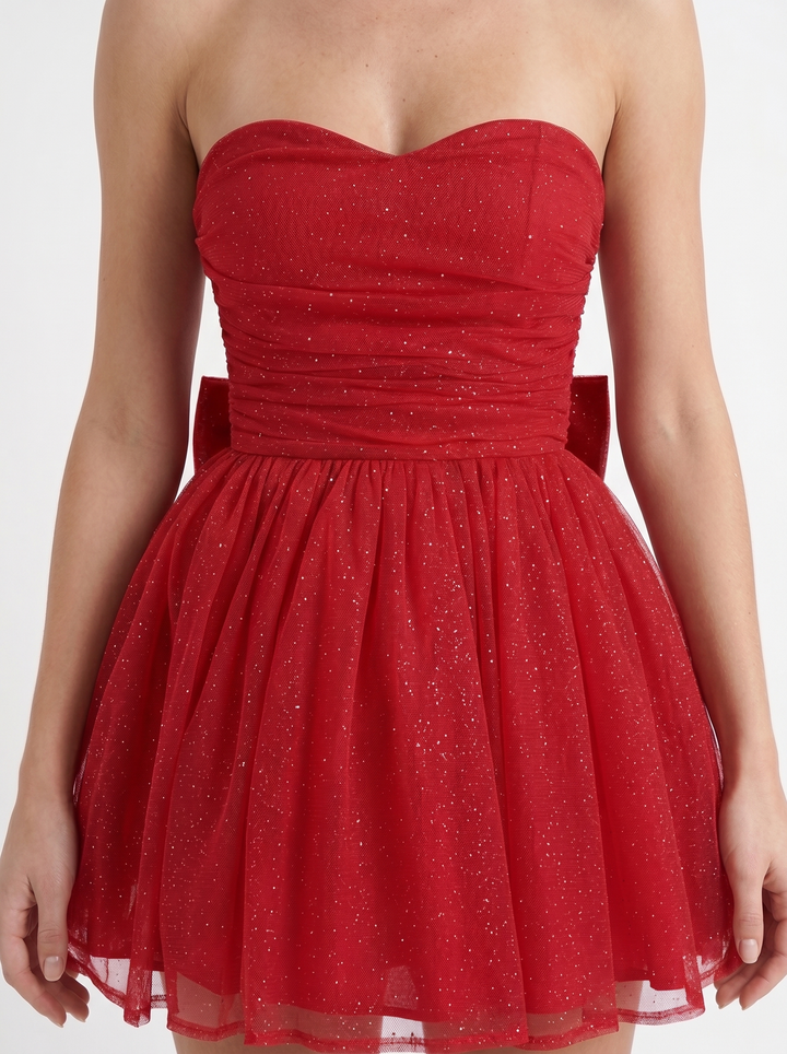 Damen Glitzerkleid mit weitem Tüllrock