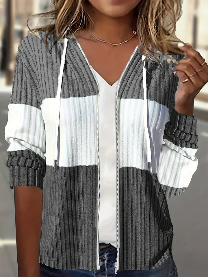 Tamara | Textured Hooded Zip Jacket