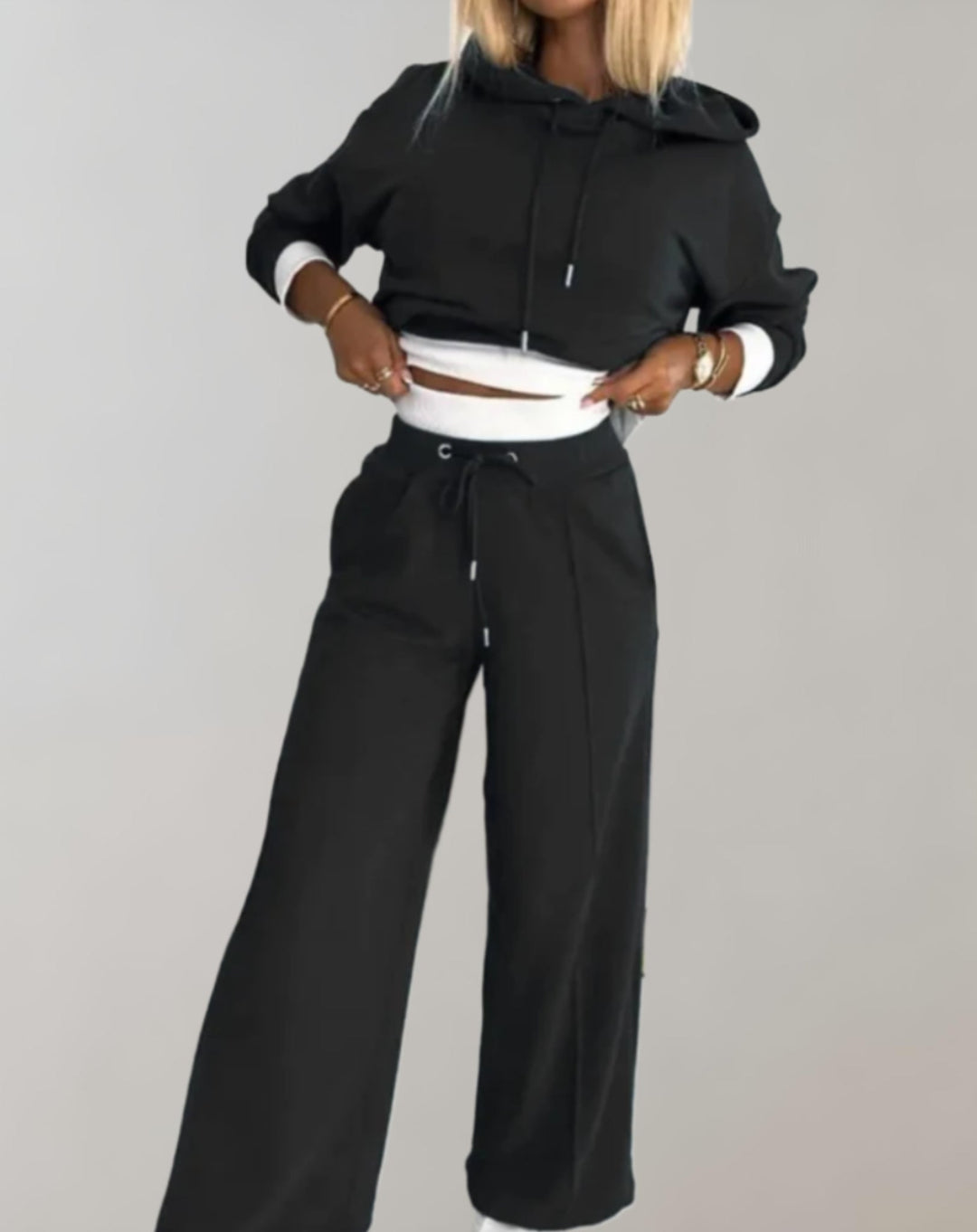 Damen Kapuzenpullover mit Kapuze für den Alltag - Schwarz