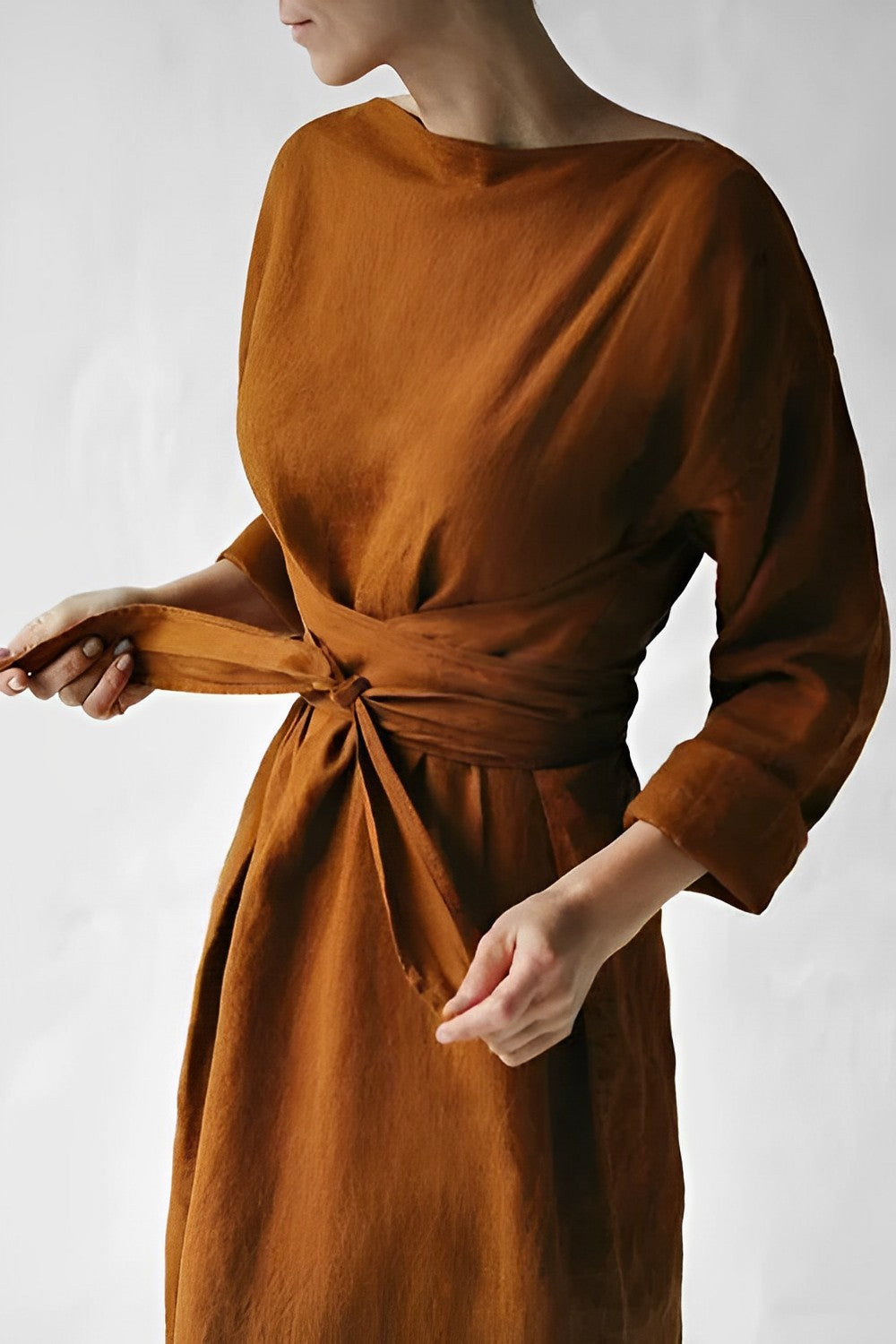 Damen Kleid mit langen Ärmeln für Alltag und Anlässe - Hellgrau