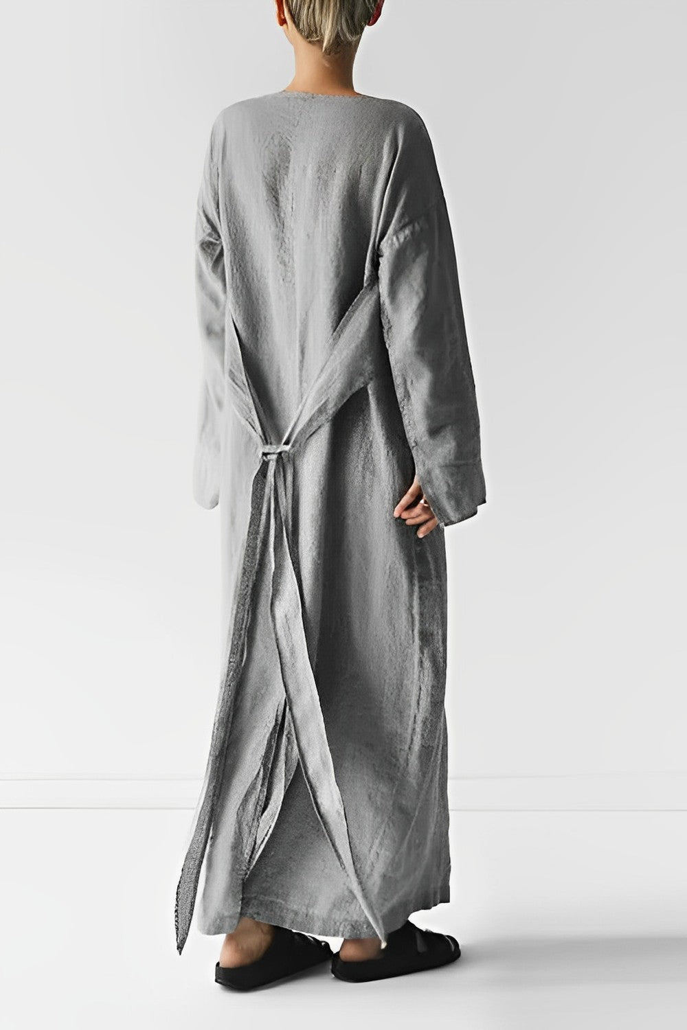 Damen Kleid mit langen Ärmeln für Alltag und Anlässe - Hellgrau