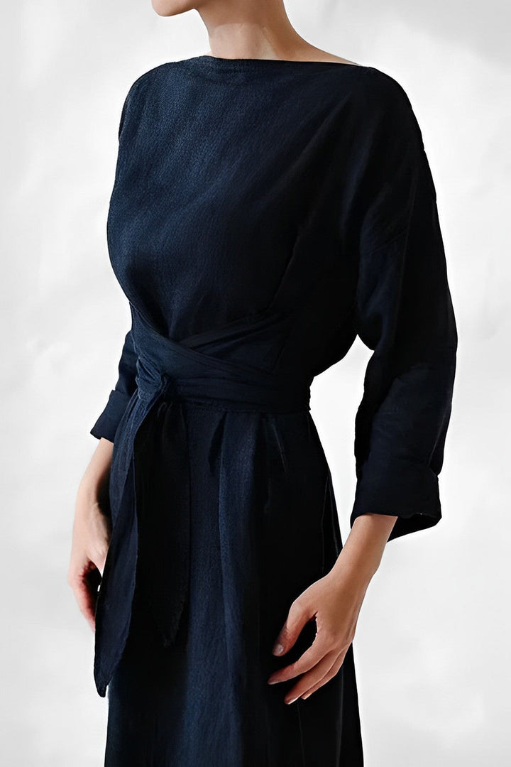 Damen Kleid mit langen Ärmeln für Alltag und Anlässe - Hellgrau