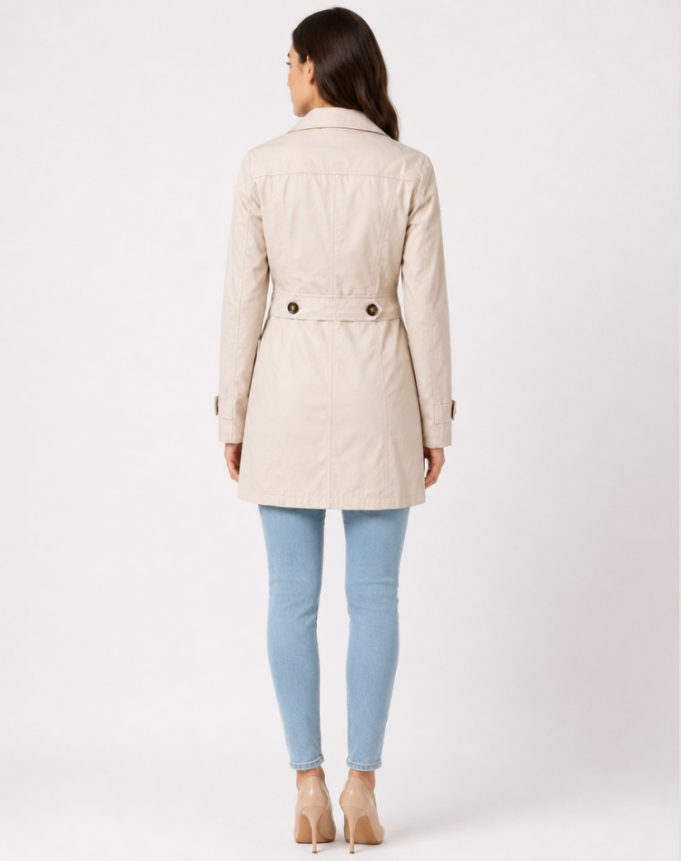Damen Kurzmantel mit Revers und Knopfleiste