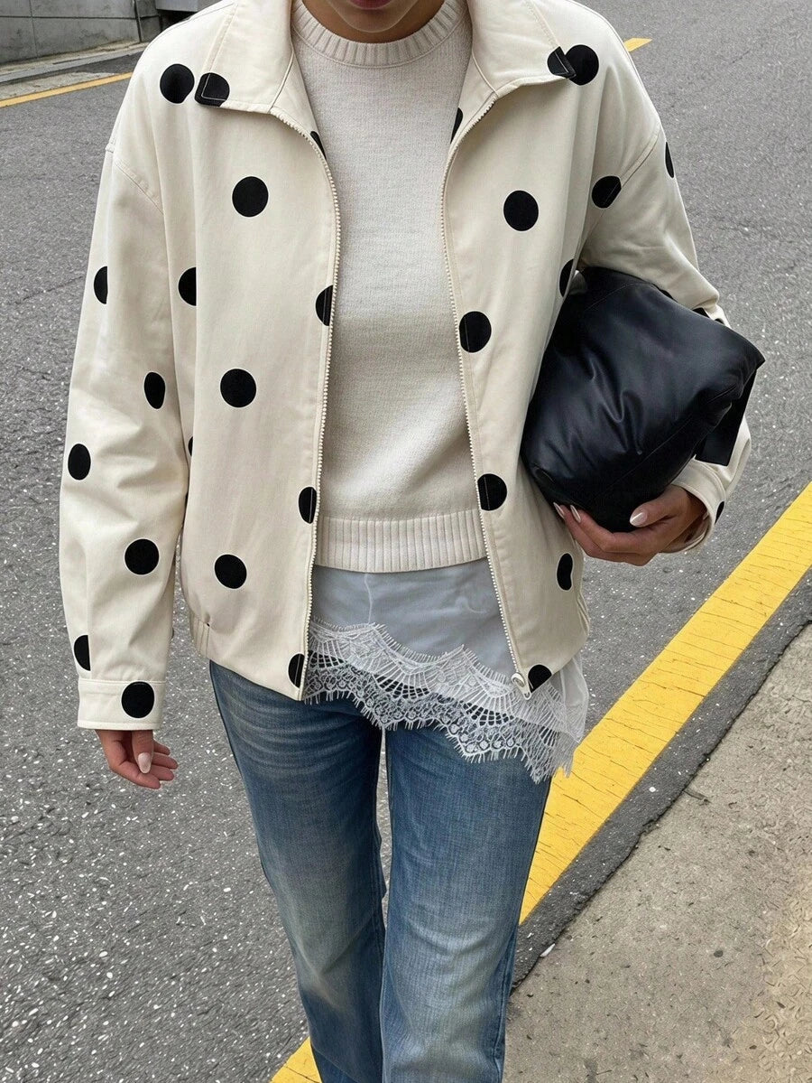 Oversized Leather Jacket with Drop Shoulder and Collar