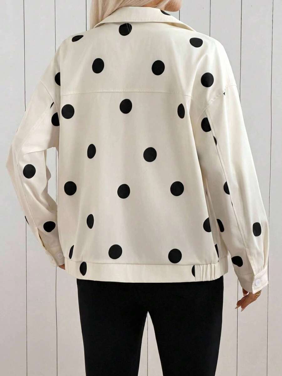 Oversized Leather Jacket with Drop Shoulder and Collar
