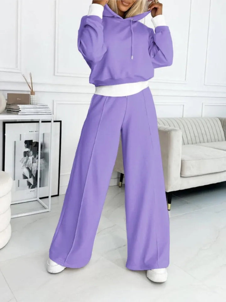 Damen Loungewear-Set mit Kapuze für den Alltag - Schwarz