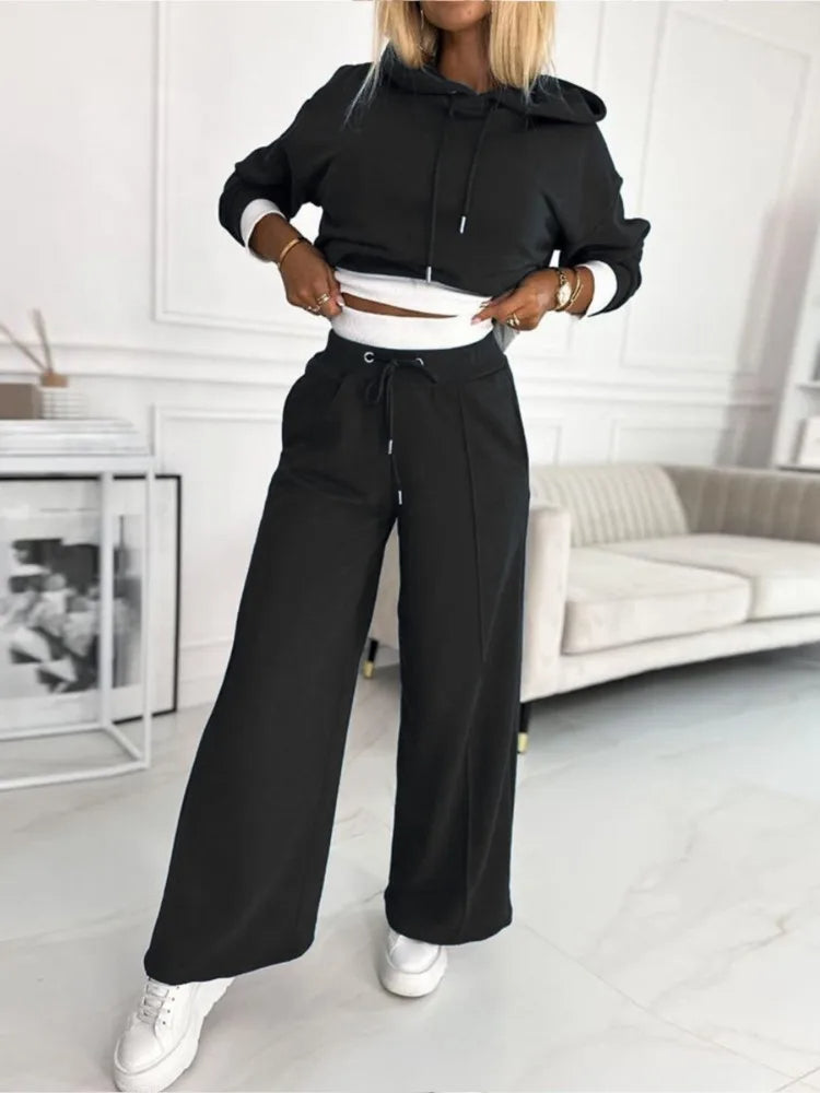 Damen Loungewear-Set mit Kapuze für den Alltag - Beige