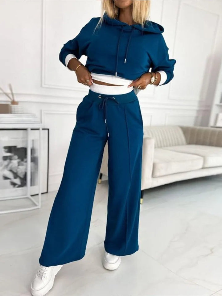 Damen Loungewear-Set mit Kapuze für den Alltag - Schwarz