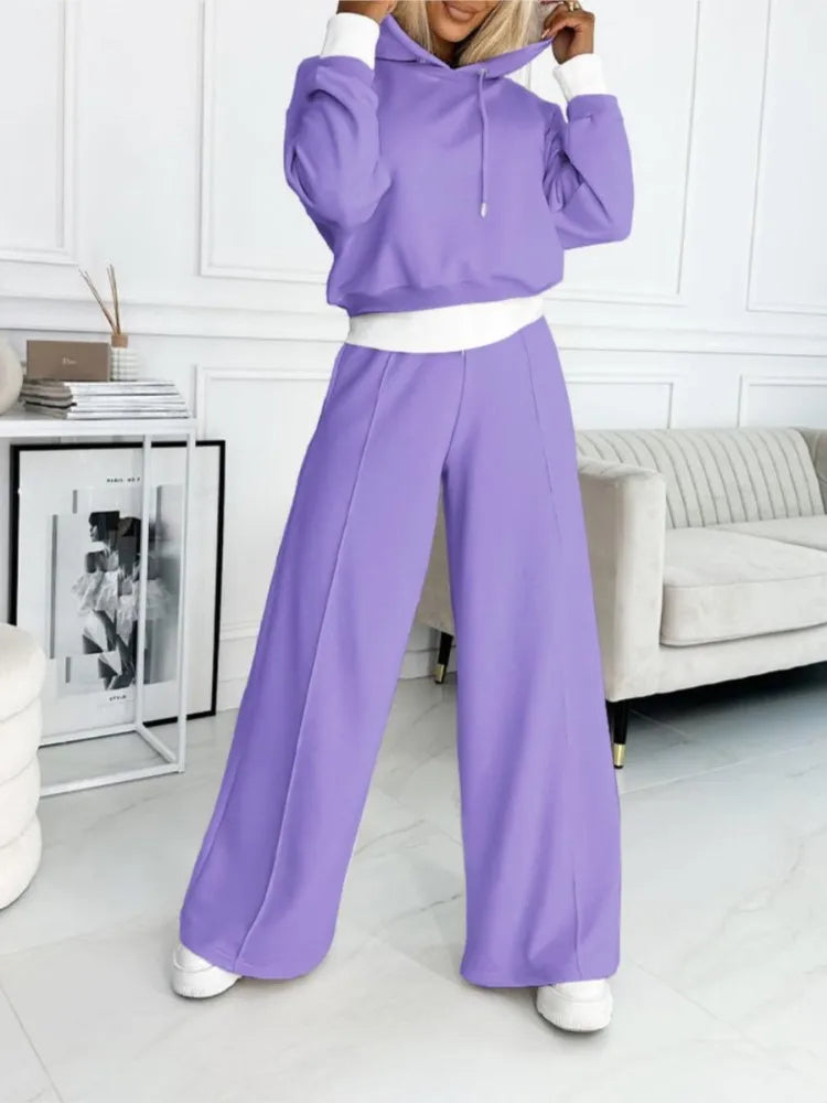 Damen Loungewear-Set mit Kapuze für den Alltag - Schwarz