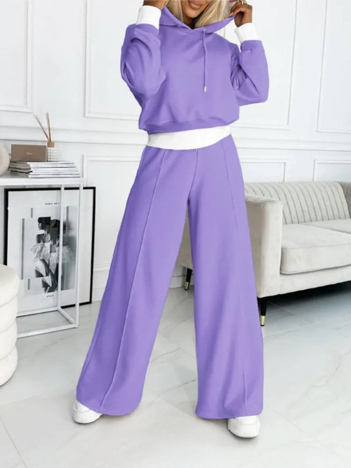 Damen Loungewear-Set mit Kapuze für den Alltag - Schwarz
