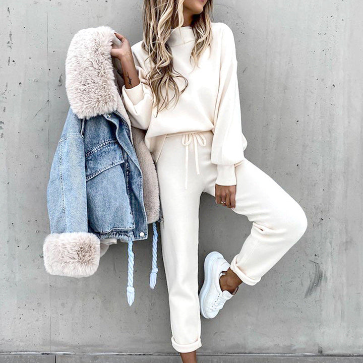 Damen Loungewear-Set mit wärmendem Schnitt für kalte Tage - Weiss