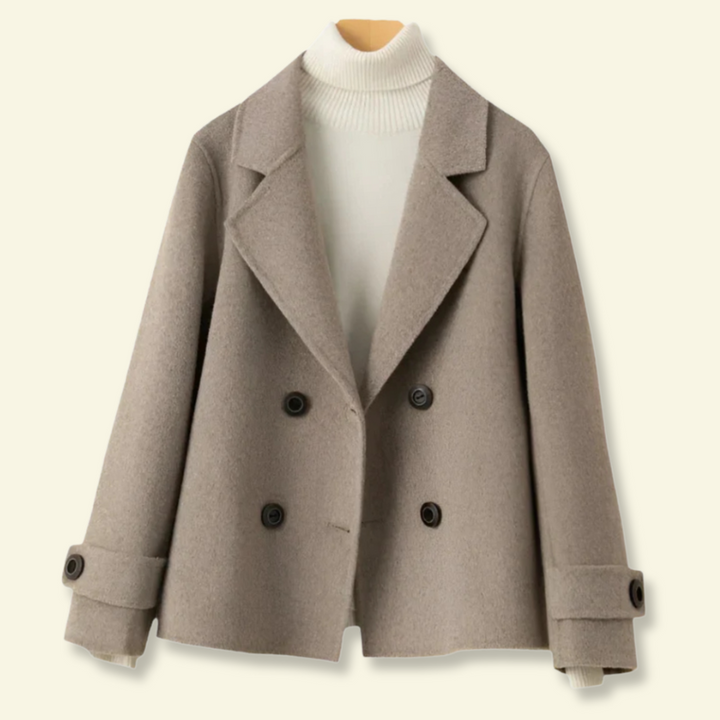 Damen Mantel in kurzer Form mit breitem Revers