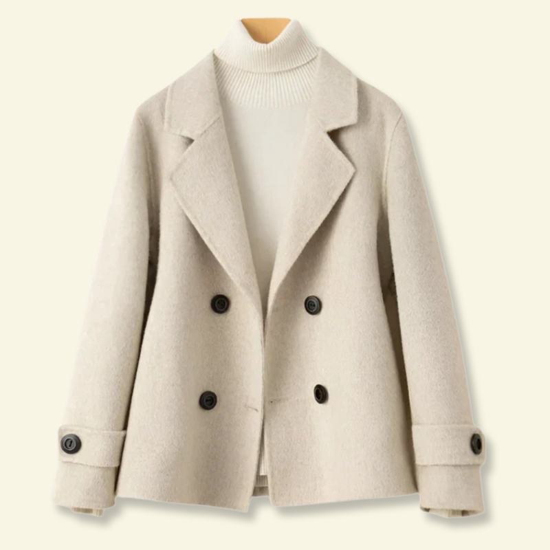 Damen Mantel in kurzer Form mit breitem Revers
