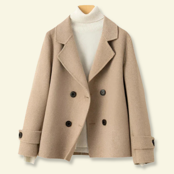 Damen Mantel in kurzer Form mit breitem Revers