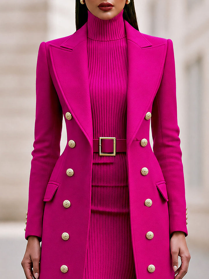 Damen Mantel mit hochgeschlossenem Strickkleid