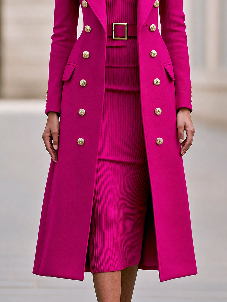 Damen Mantel mit hochgeschlossenem Strickkleid