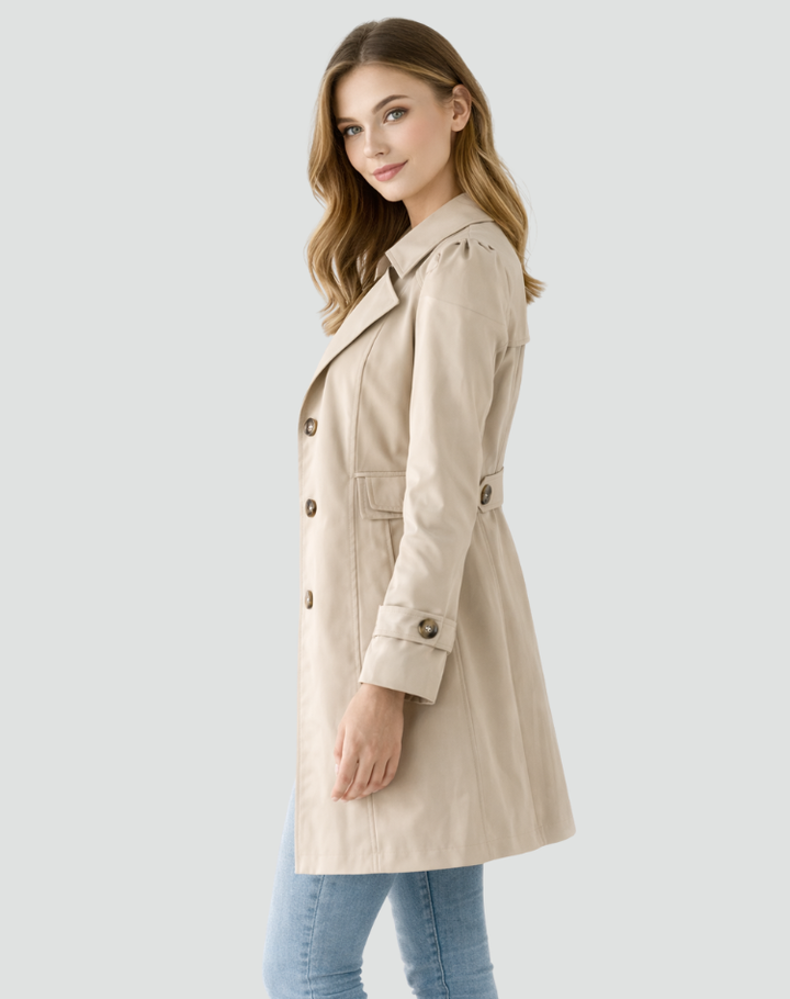 Damen Mantel mit Revers und Knopfleiste