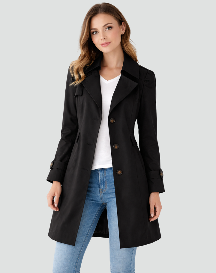 Damen Mantel mit Revers und Knopfleiste