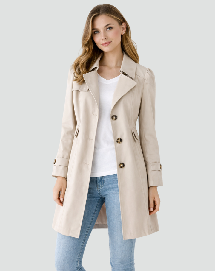 Damen Mantel mit Revers und Knopfleiste