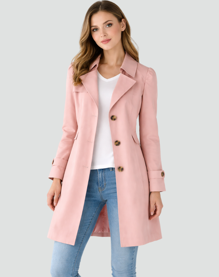 Damen Mantel mit Revers und Knopfleiste